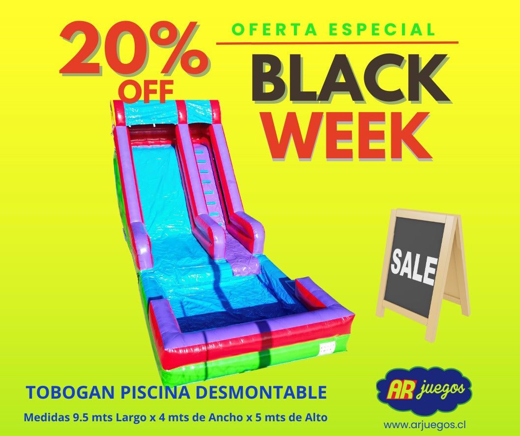 TOBOGAN CON PISCINA DESMONTABLE - MEDIDAS 9 LARGO X 5 ANCHO X 3,5 ALTO