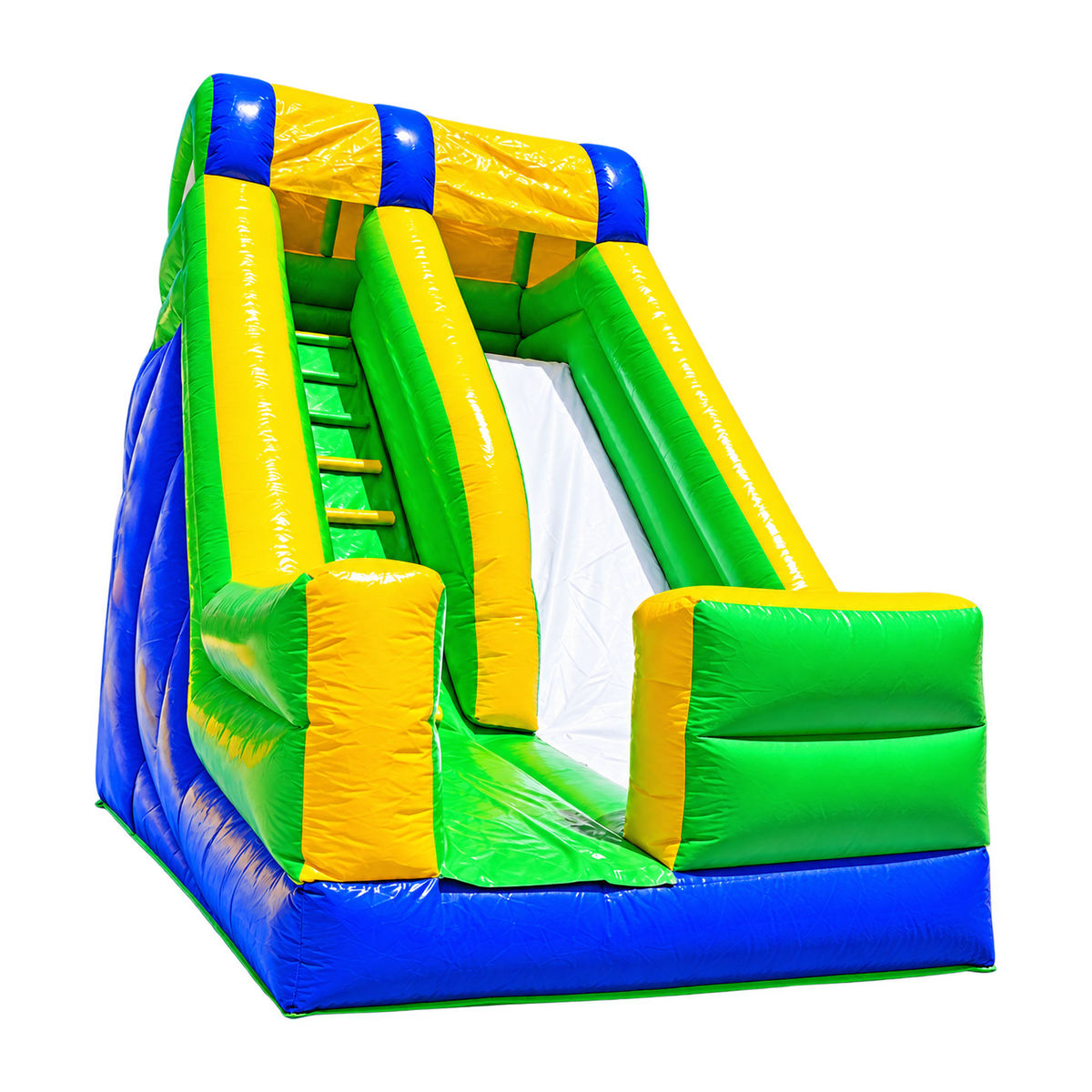 TOBOGAN INFLABLE AZUL VERDE con fondo blanco