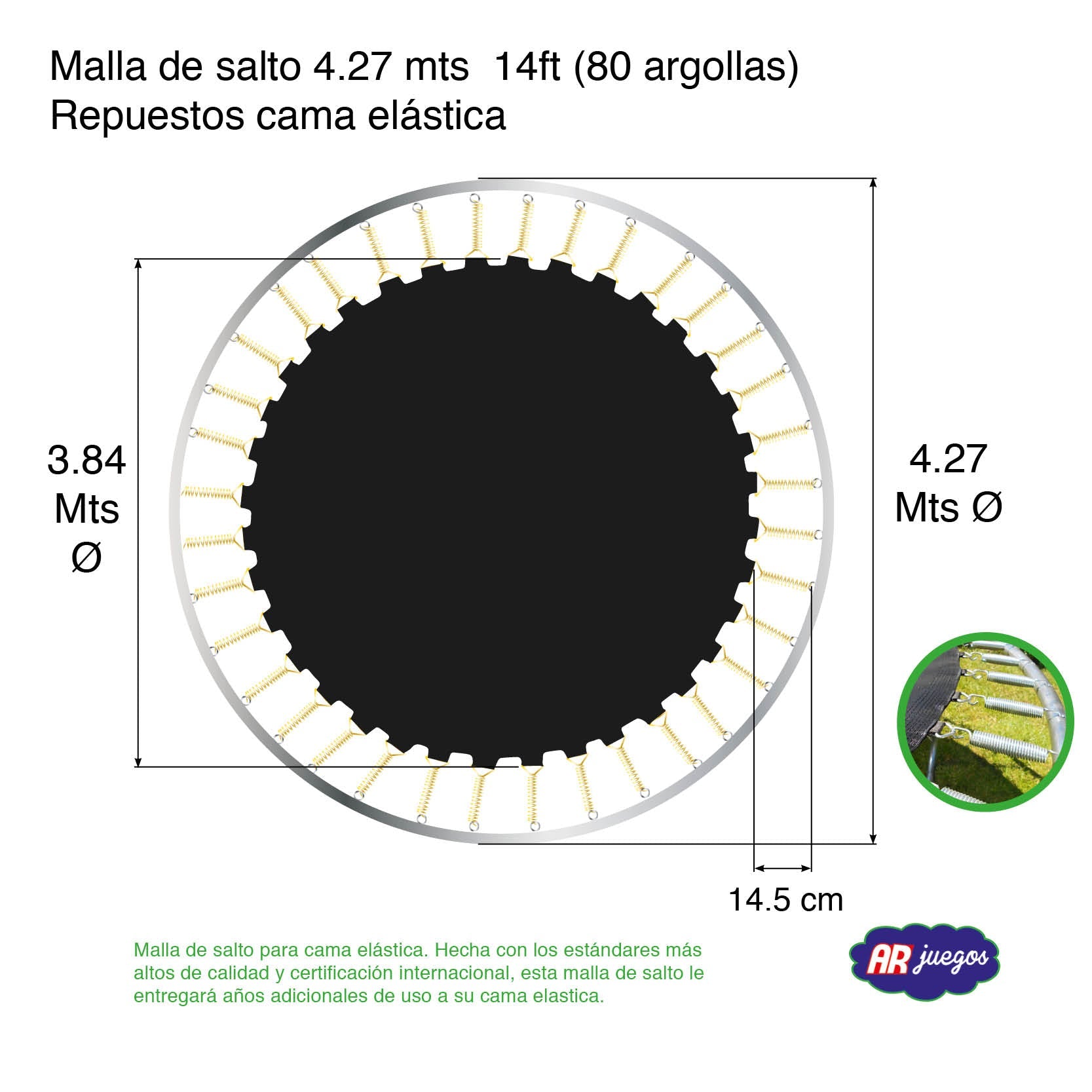 MALLA DE SALTO 4,27 PARA 80 RESORTES - Mi tienda