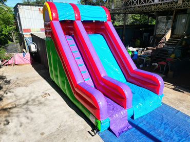 TOBOGAN CON PISCINA DESMONTABLE - MEDIDAS 9 LARGO X 5 ANCHO X 3,5 ALTO - Mi tienda